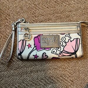 Coach Pink and Silver Wristlet